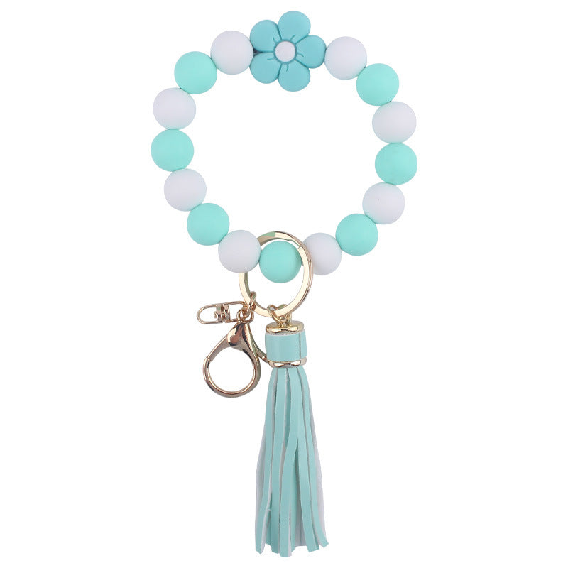 Wholesale Cartoon Flower Silicone Handmade Beaded Wrist Keychain